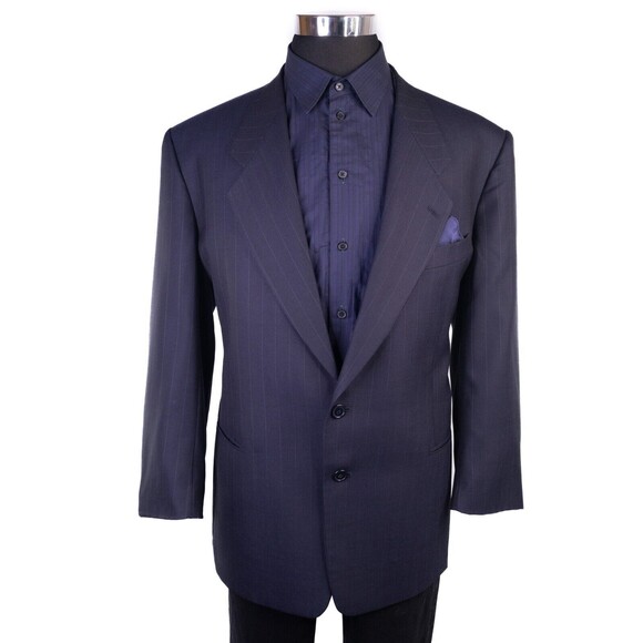 Mani Men's Striped 2 Button Sport Coat Jacket Blazer Wool Size 44RS Casual Suits - Picture 2 of 15